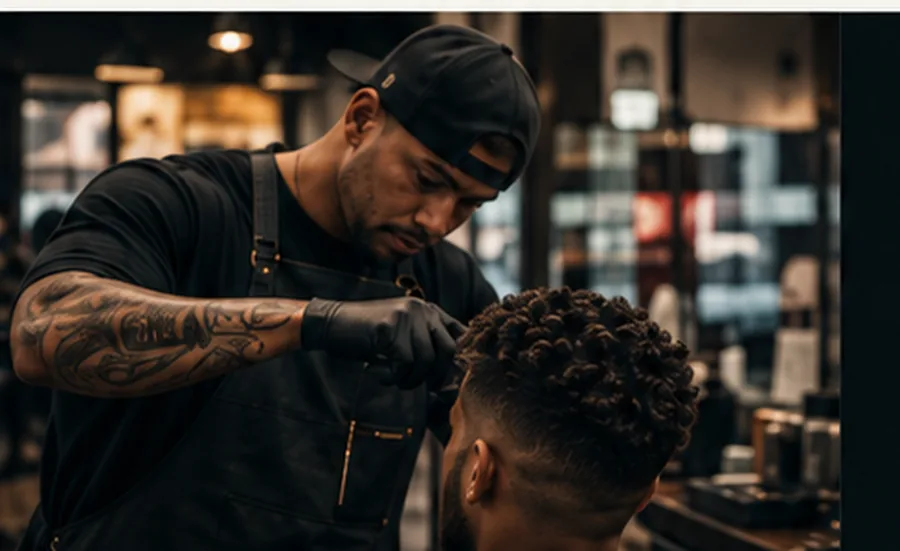 Independent barber cutting a client's hair